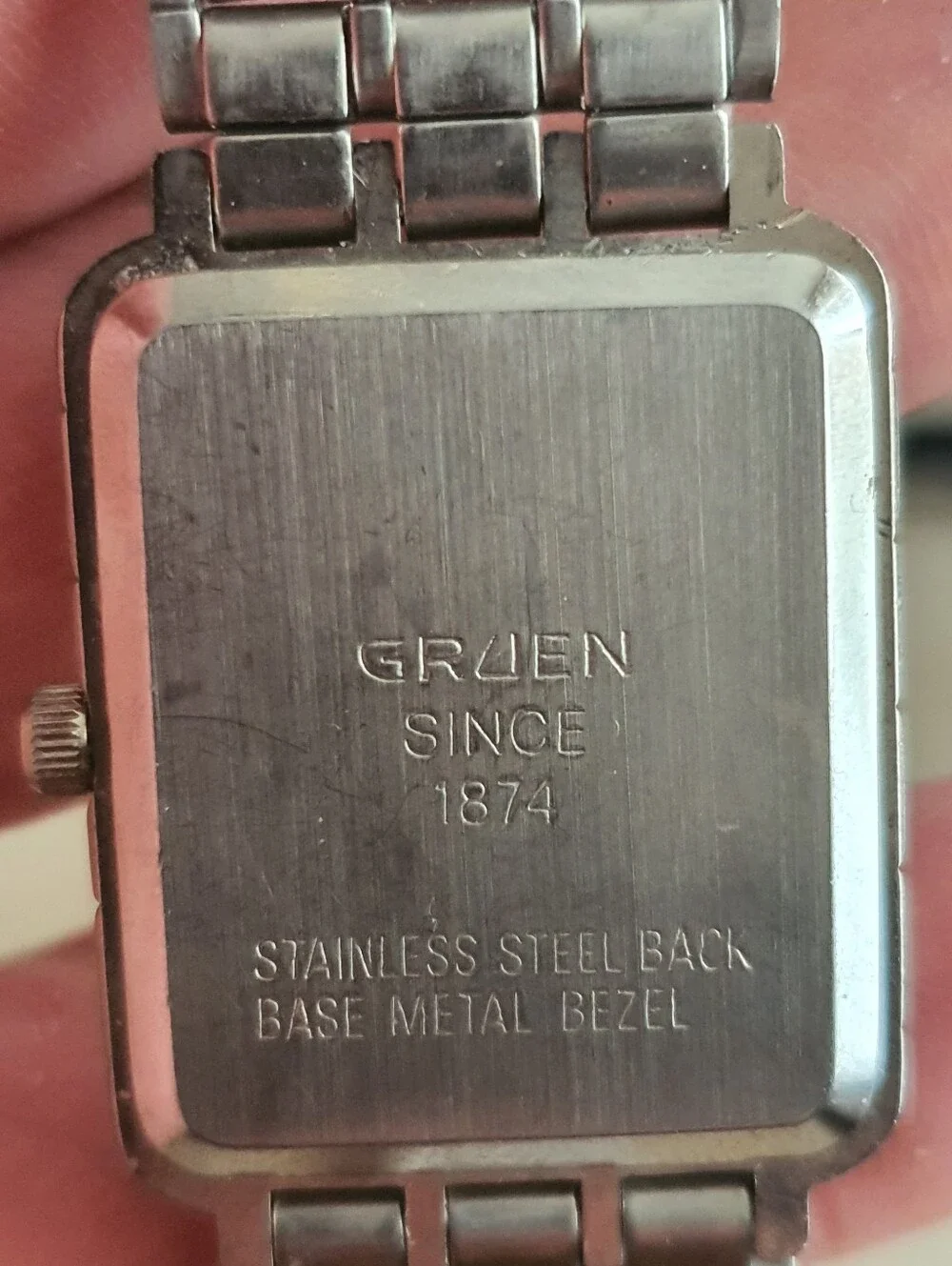 Vtg Gruen Precision Quartz Silver/Black Stainless Steel Men's Watch